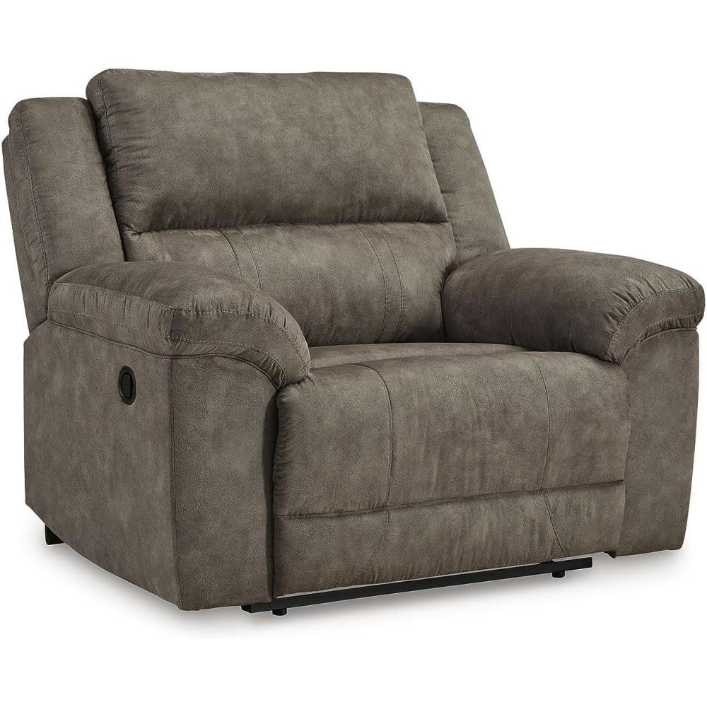 imageSignature Design by Ashley Laresview Urban Faux Leather Manual Zero Wall Wide Seat Recliner with PillowTop Arms GrayRecliner Chair
