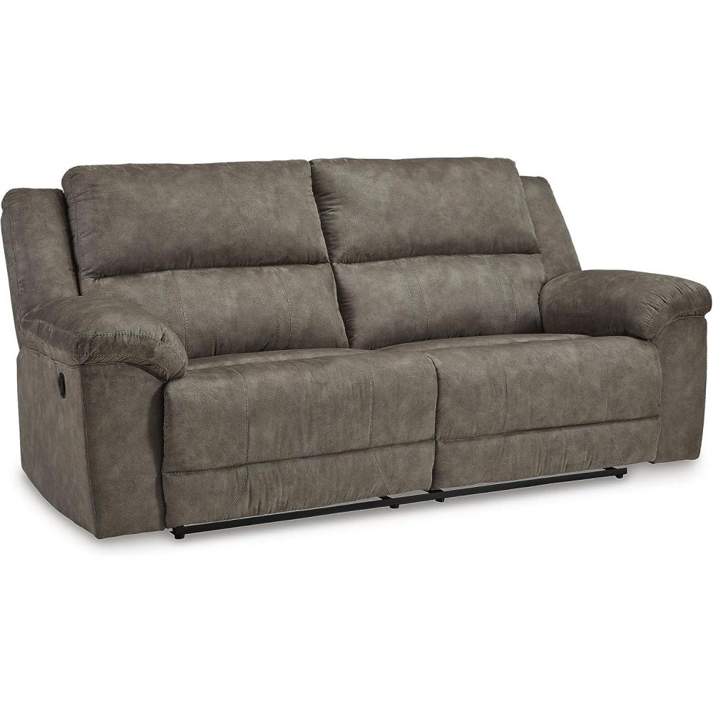 imageSignature Design by Ashley Laresview Urban Faux Leather Manual Zero Wall Wide Seat Recliner with PillowTop Arms GrayReclining 2Seater