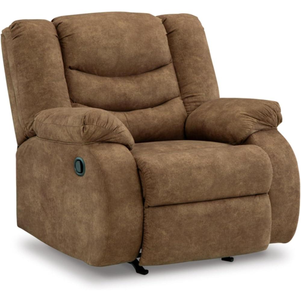 imageSignature Design by Ashley Partymate Contemporary Faux Leather Manual Rocker Recliner Dark BrownLight Brown