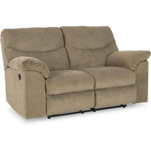 Signature Design by Ashley Alphons Transitional Tufted Reclining Loveseat, Light Brown(Light Brown)