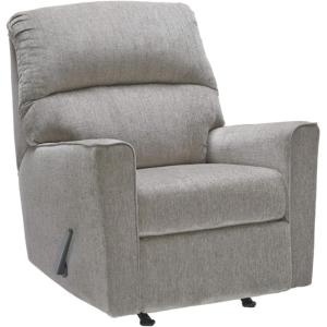 Signature Design by Ashley Altari Rocker Recliner Chair, Plush Chenille Upholstered Reclining Chair, Gentle Rocking Motion, Cozy Seating for Everyday Relaxation, 34″ W x 39″ D x 40″ H(Grey)