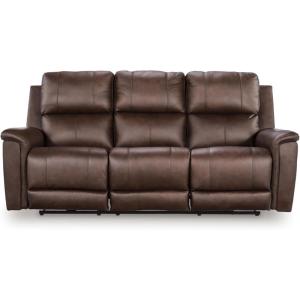 Signature Design by Ashley Beryton Power Reclining Loveseat with Console & Adjustable Headrest, USB-A & USB-C Charging, Leather, 75″ W x 41″ D x 43″ H, Brown(Power Reclining Sofa)