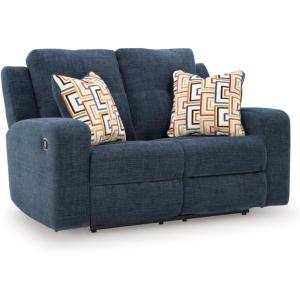 Signature Design by Ashley Danum Contemporary Reclining Loveseat with Tufted Cushion, Blue