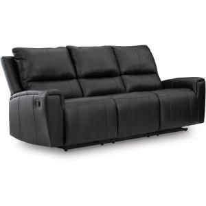 Signature Design by Ashley Glassmere Contemporary Dual-Sided Leather Match Reclining Sofa with Position Lock, Black