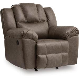 Signature Design by Ashley Knoxlee Contemporary Rocker Recliner, Pull Tab Reclining, Faux Leather Upholstery, Foam Cushion, 43″ W x 41″ D x 42″ H, Brown