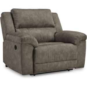 Signature Design by Ashley Laresview Urban Faux Leather Manual Zero Wall Wide Seat Recliner with Pillow-Top Arms, Gray(Recliner Chair)