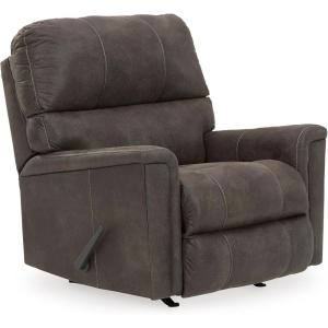 Signature Design by Ashley Navi Traditional Faux Leather Manual Rocker Recliner, Gray(Grey)