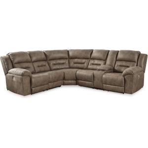 Signature Design by Ashley Ravenel Contemporary Faux Leather Left-Arm Facing 3-Piece Power Reclining Sectional with Armrest, Storage and USB Port, Dark Brown