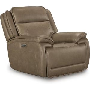 Signature Design by Ashley Rondelay Modern Leather Match Power Recliner with USB Port Charging and Adjustable Headrest, Dark Brown