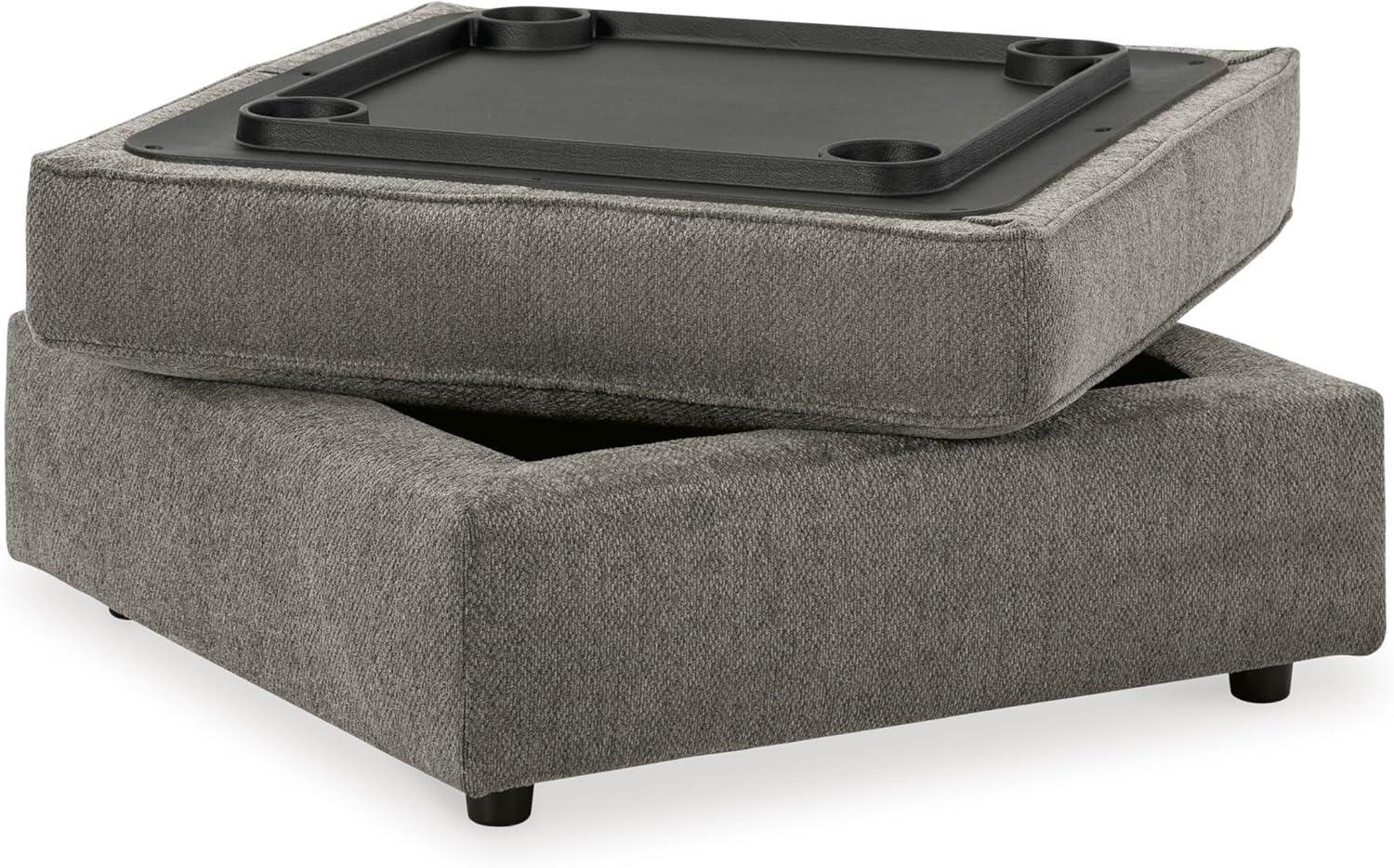 imageSignature Design by Ashley Bandon Modern Leather Match LeftArm Facing 4Piece Sectional with Removable Cushions and Armrest Light BrownGrey