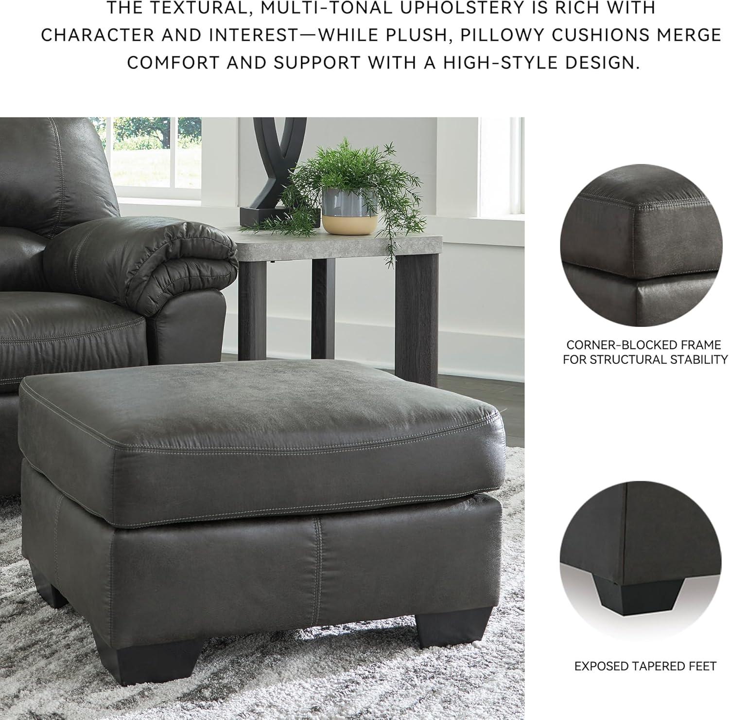 imageSignature Design by Ashley Bandon Modern Leather Match LeftArm Facing 4Piece Sectional with Removable Cushions and Armrest Light BrownGrey