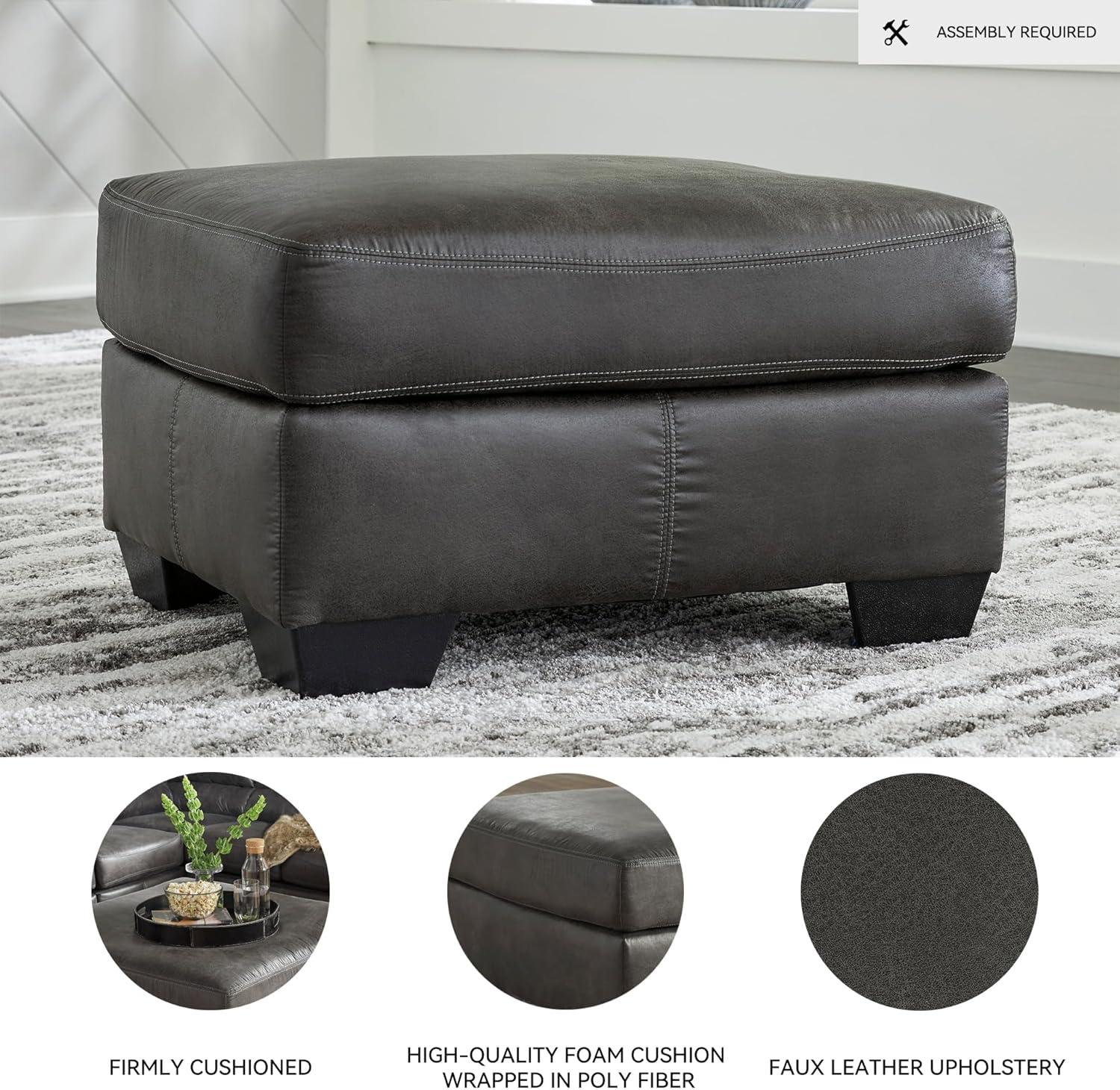 imageSignature Design by Ashley Bandon Modern Leather Match LeftArm Facing 4Piece Sectional with Removable Cushions and Armrest Light BrownGrey