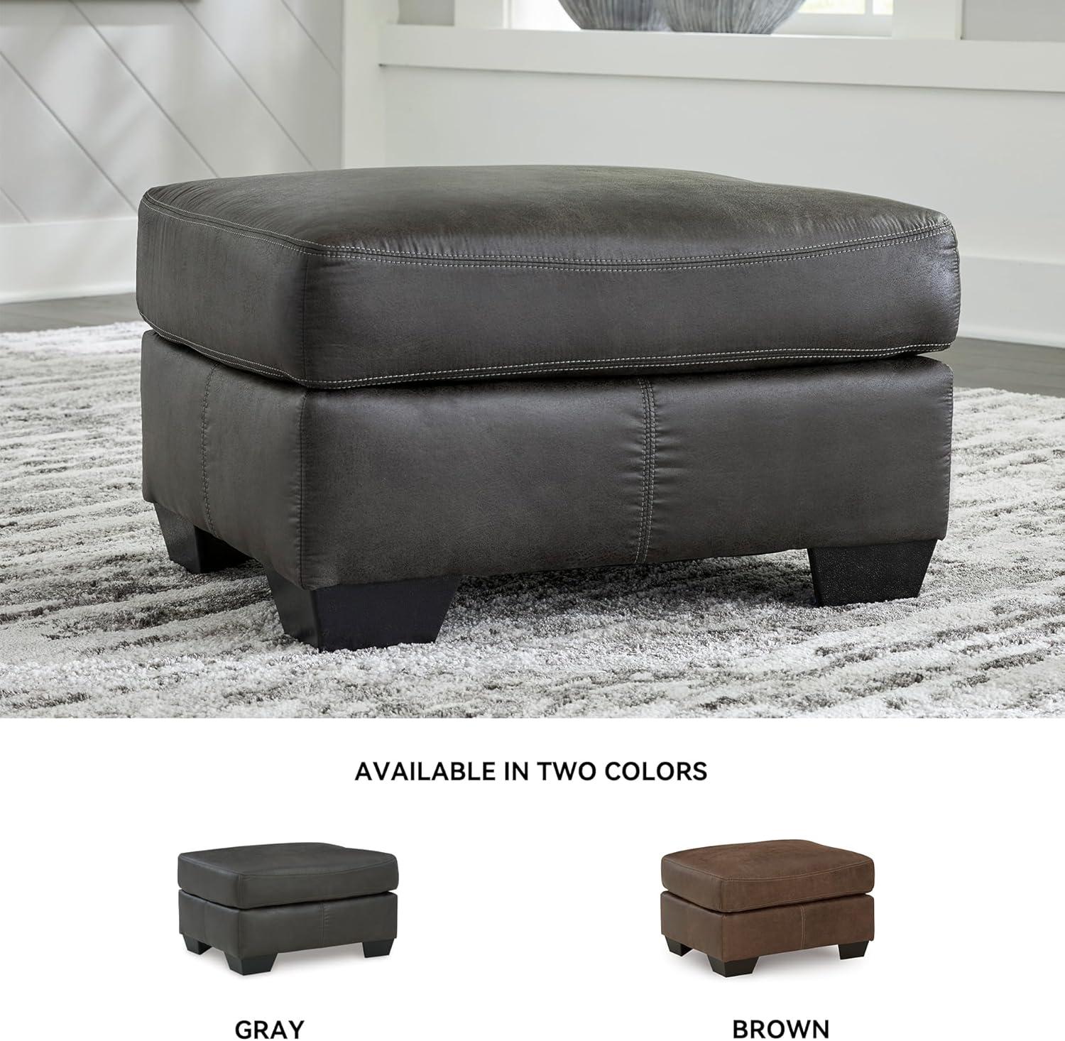 imageSignature Design by Ashley Bandon Modern Leather Match LeftArm Facing 4Piece Sectional with Removable Cushions and Armrest Light BrownGrey