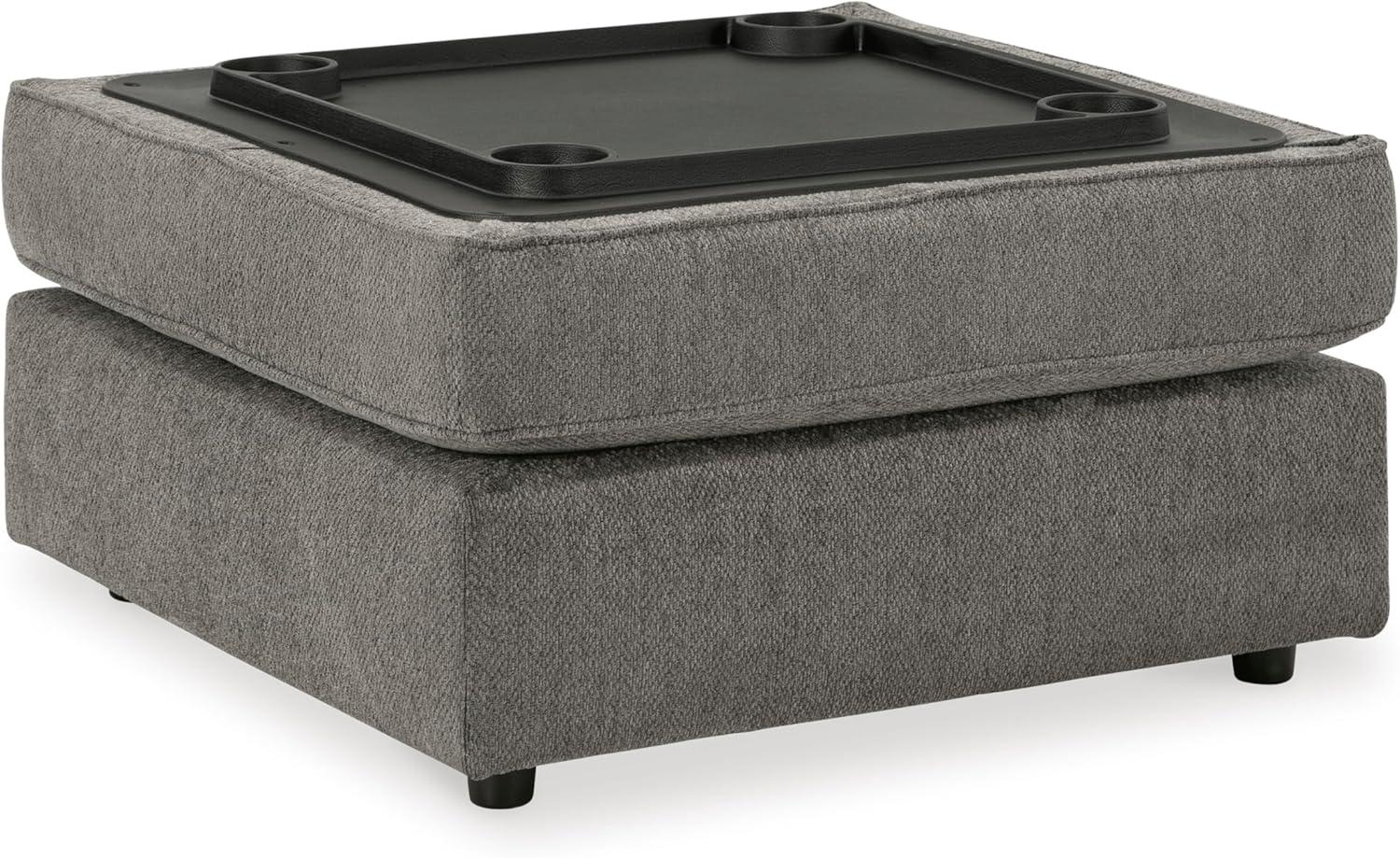 imageSignature Design by Ashley Bandon Modern Leather Match LeftArm Facing 4Piece Sectional with Removable Cushions and Armrest Light BrownGrey