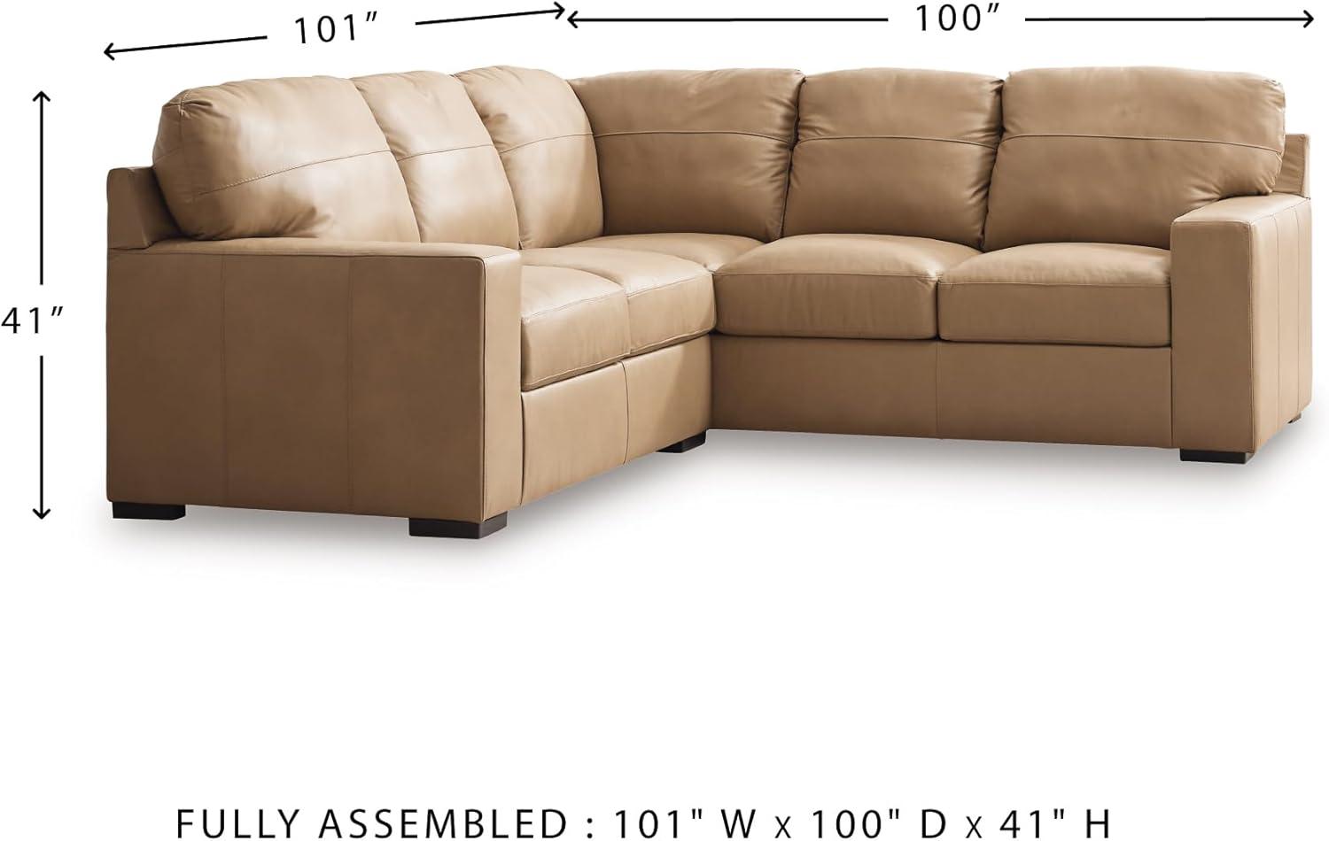 imageSignature Design by Ashley Bandon Modern Leather Match LeftArm Facing 4Piece Sectional with Removable Cushions and Armrest Light BrownToffee