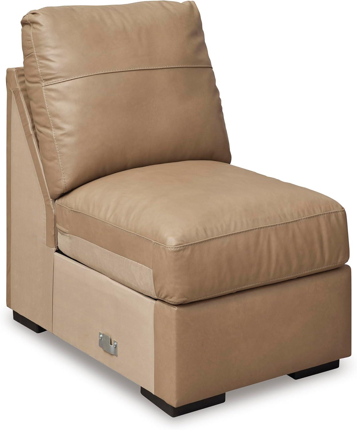 imageSignature Design by Ashley Bandon Modern Leather Match LeftArm Facing 4Piece Sectional with Removable Cushions and Armrest Light BrownToffee