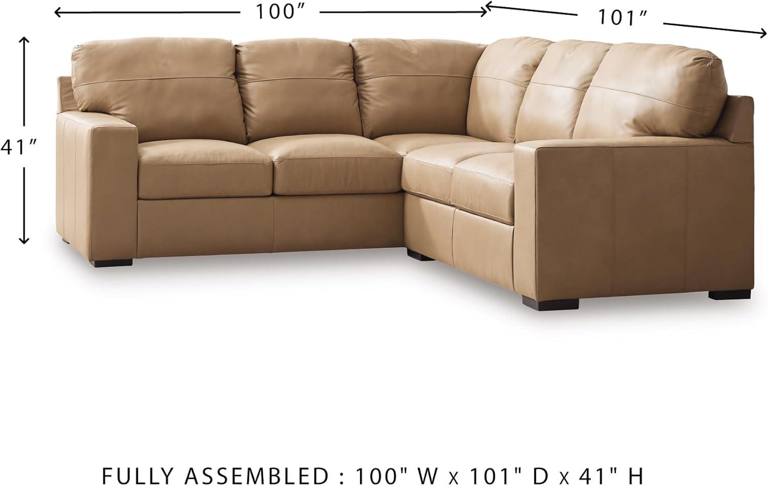 imageSignature Design by Ashley Bandon Modern Leather Match LeftArm Facing 4Piece Sectional with Removable Cushions and Armrest Light BrownToffee