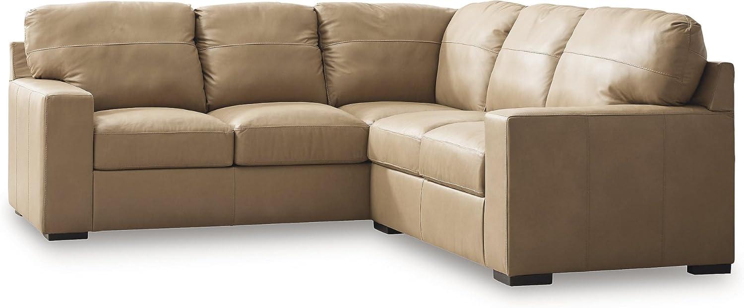 imageSignature Design by Ashley Bandon Modern Leather Match LeftArm Facing 4Piece Sectional with Removable Cushions and Armrest Light BrownToffee