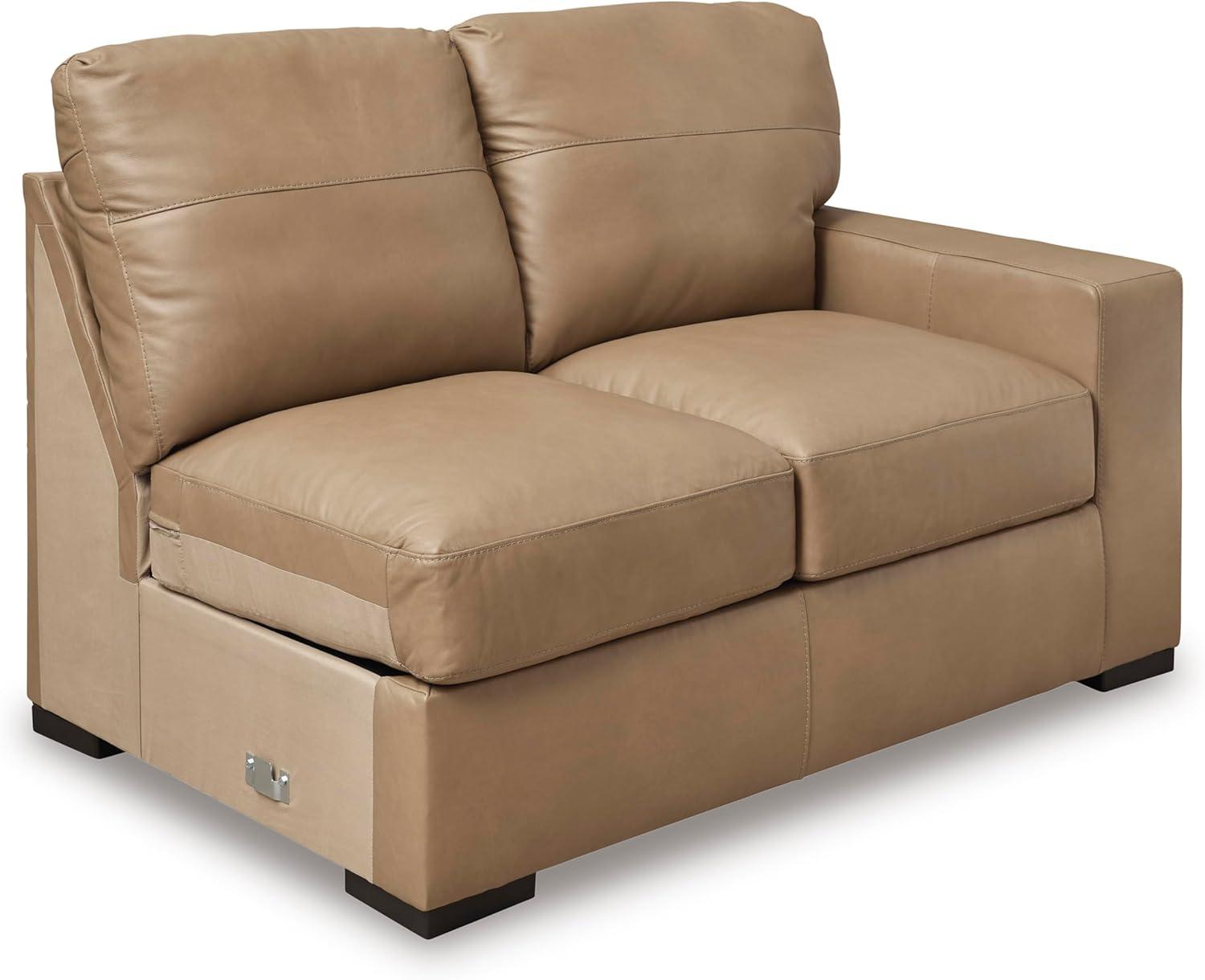 imageSignature Design by Ashley Bandon Modern Leather Match LeftArm Facing 4Piece Sectional with Removable Cushions and Armrest Light BrownToffee