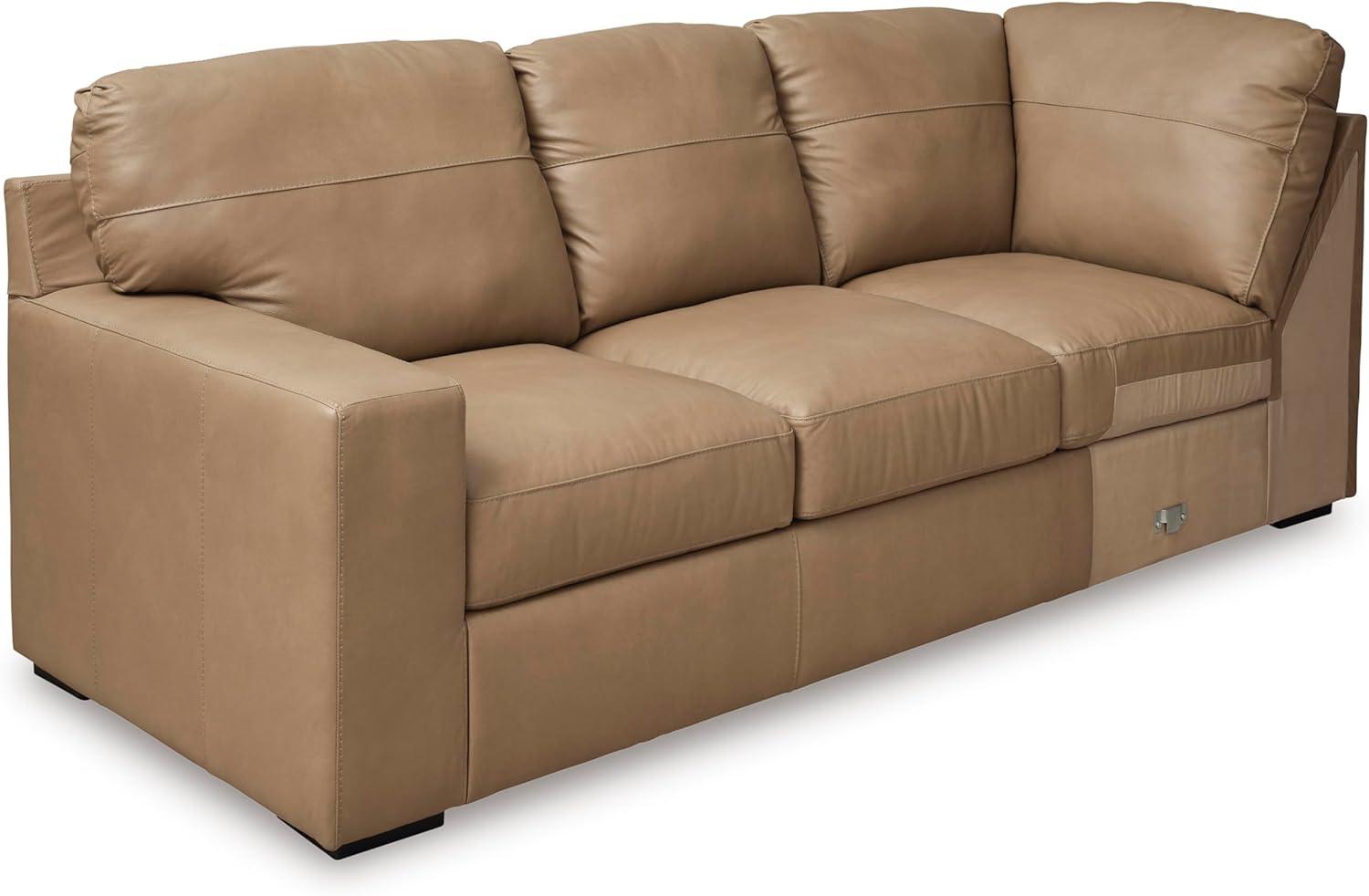 imageSignature Design by Ashley Bandon Modern Leather Match LeftArm Facing 4Piece Sectional with Removable Cushions and Armrest Light BrownToffee