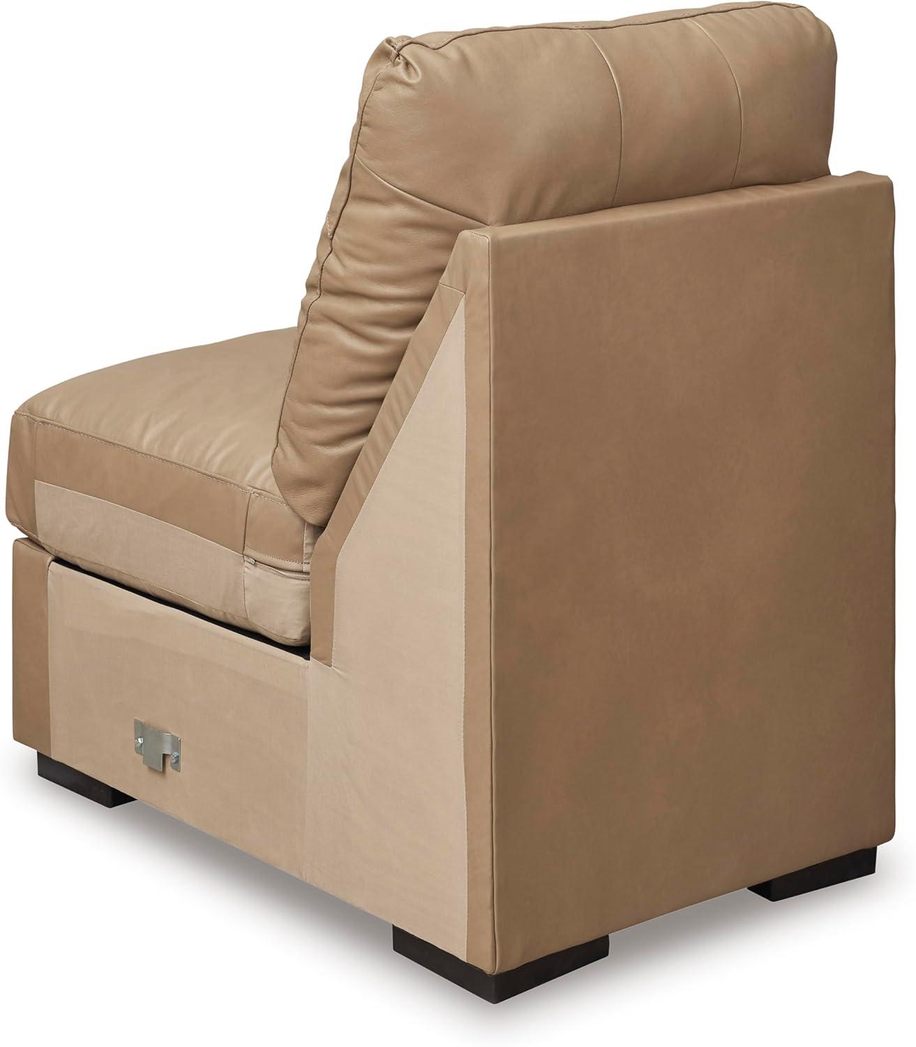 imageSignature Design by Ashley Bandon Modern Leather Match LeftArm Facing 4Piece Sectional with Removable Cushions and Armrest Light BrownToffee