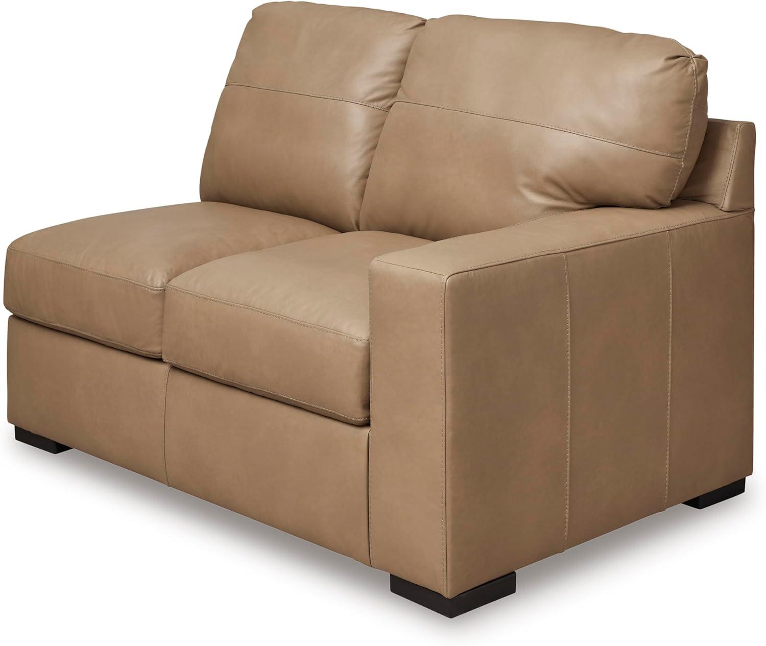 imageSignature Design by Ashley Bandon Modern Leather Match LeftArm Facing 4Piece Sectional with Removable Cushions and Armrest Light BrownToffee