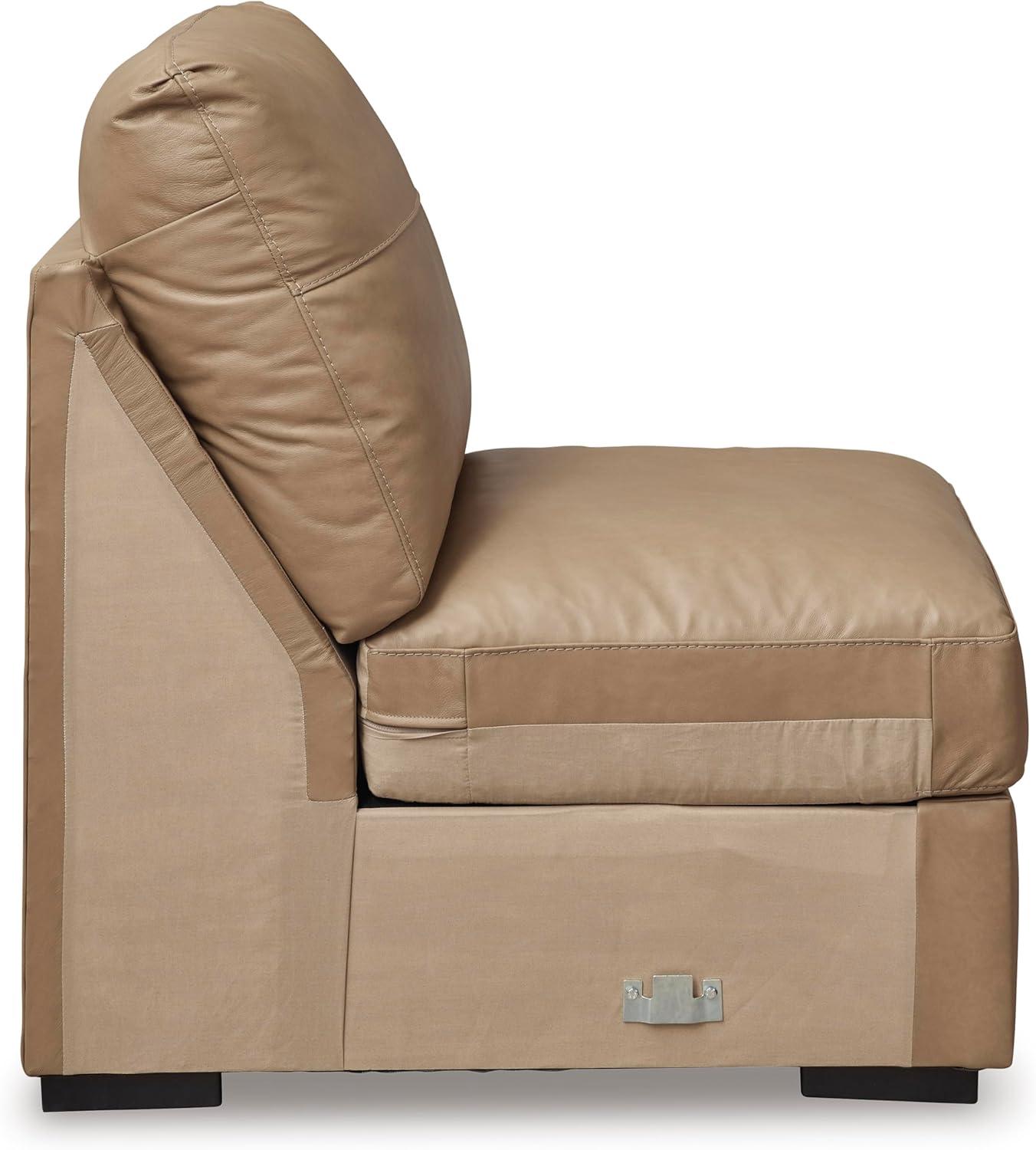 imageSignature Design by Ashley Bandon Modern Leather Match LeftArm Facing 4Piece Sectional with Removable Cushions and Armrest Light BrownToffee