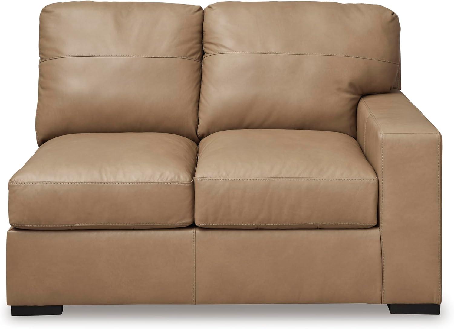 imageSignature Design by Ashley Bandon Modern Leather Match LeftArm Facing 4Piece Sectional with Removable Cushions and Armrest Light BrownToffee