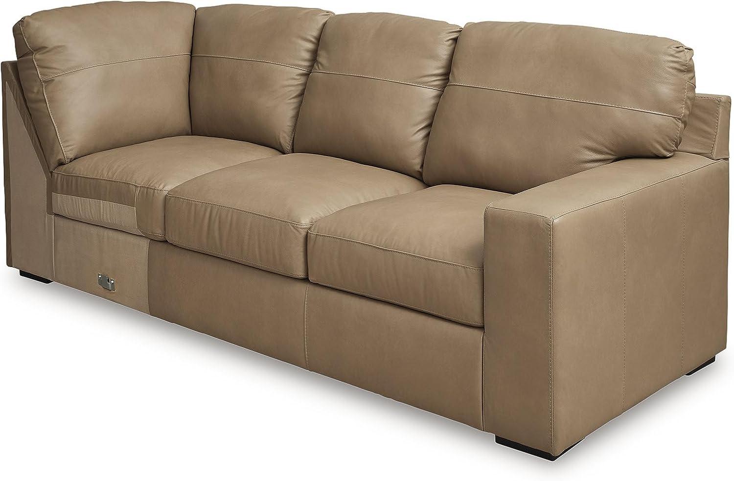 imageSignature Design by Ashley Bandon Modern Leather Match LeftArm Facing 4Piece Sectional with Removable Cushions and Armrest Light BrownToffee