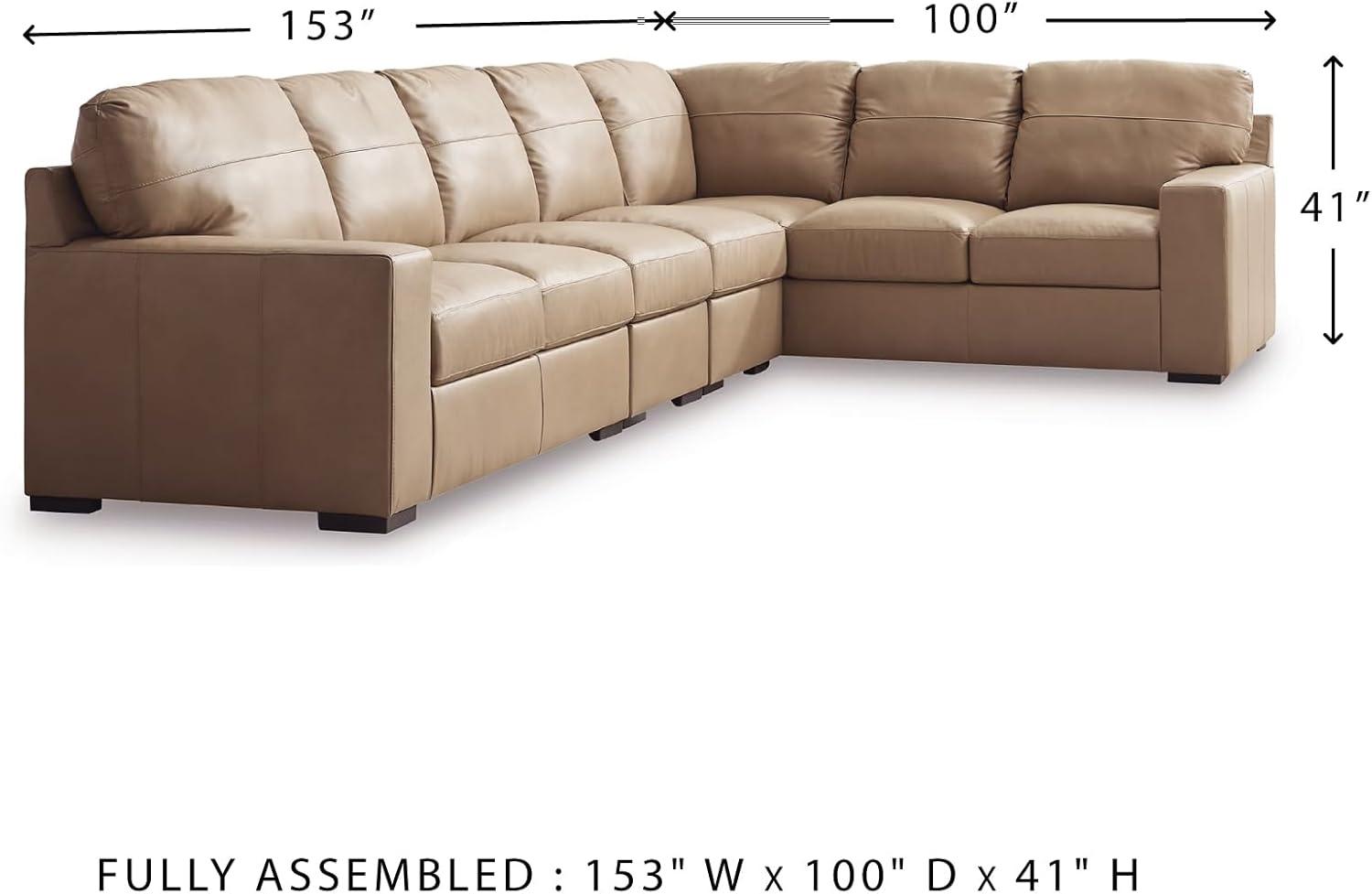 imageSignature Design by Ashley Bandon Modern Leather Match LeftArm Facing 4Piece Sectional with Removable Cushions and Armrest Light BrownToffee