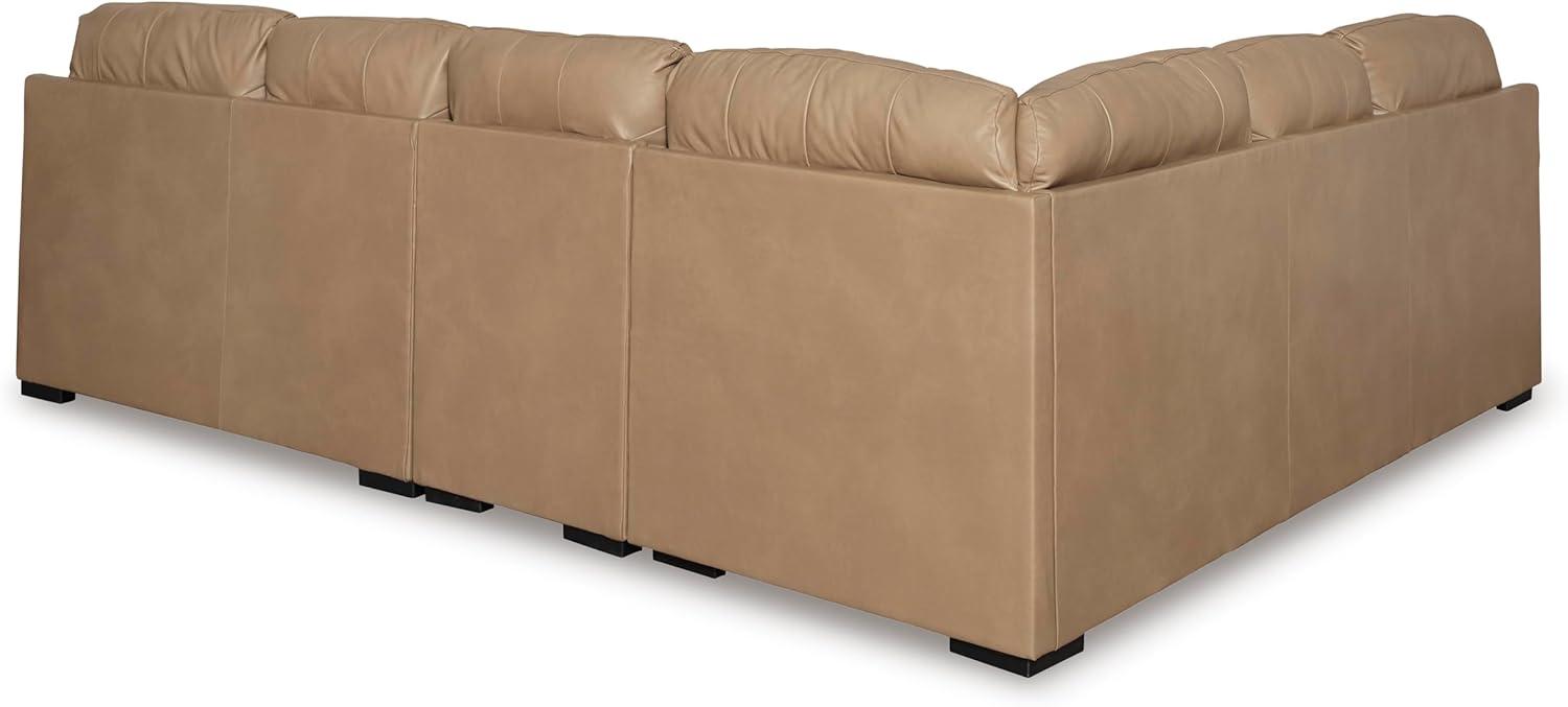 imageSignature Design by Ashley Bandon Modern Leather Match LeftArm Facing 4Piece Sectional with Removable Cushions and Armrest Light BrownToffee