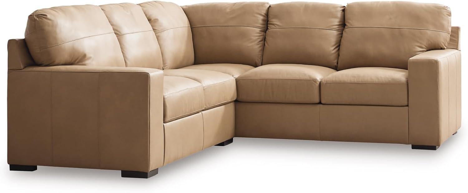 imageSignature Design by Ashley Bandon Modern Leather Match LeftArm Facing 4Piece Sectional with Removable Cushions and Armrest Light BrownToffee