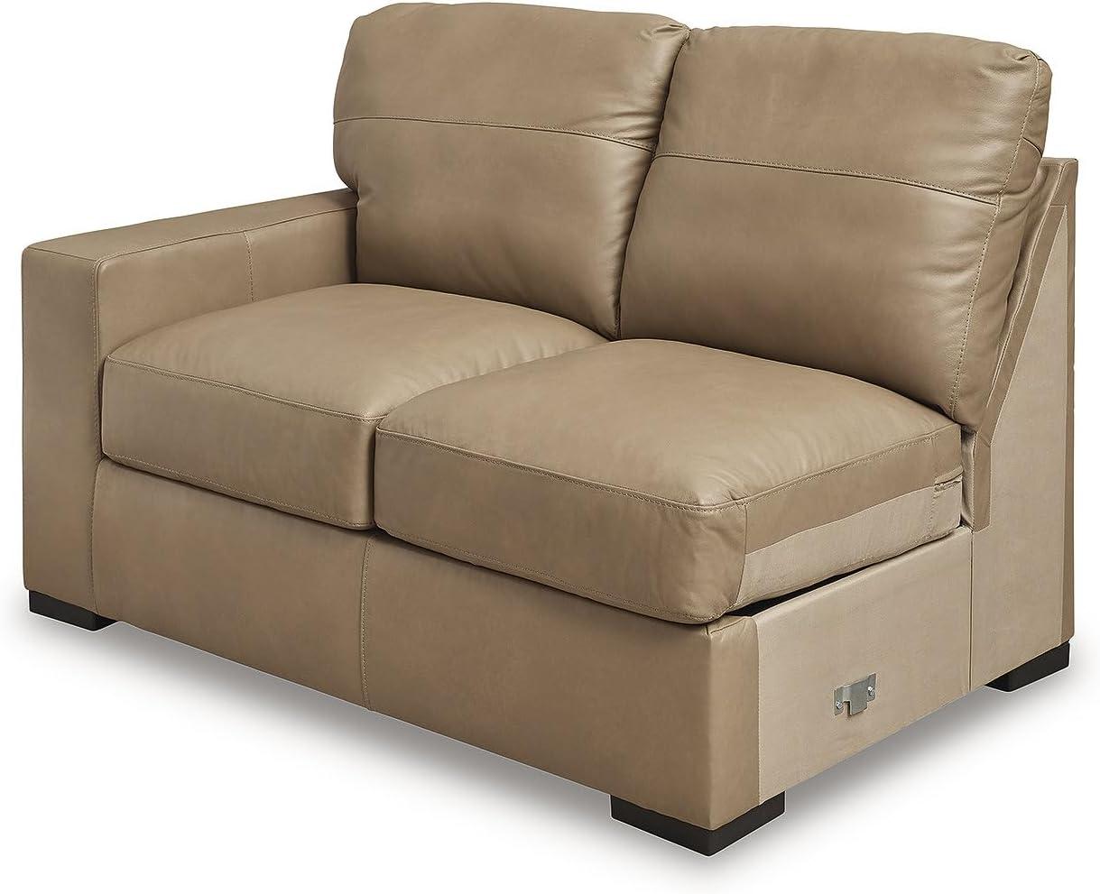 imageSignature Design by Ashley Bandon Modern Leather Match LeftArm Facing 4Piece Sectional with Removable Cushions and Armrest Light BrownToffee