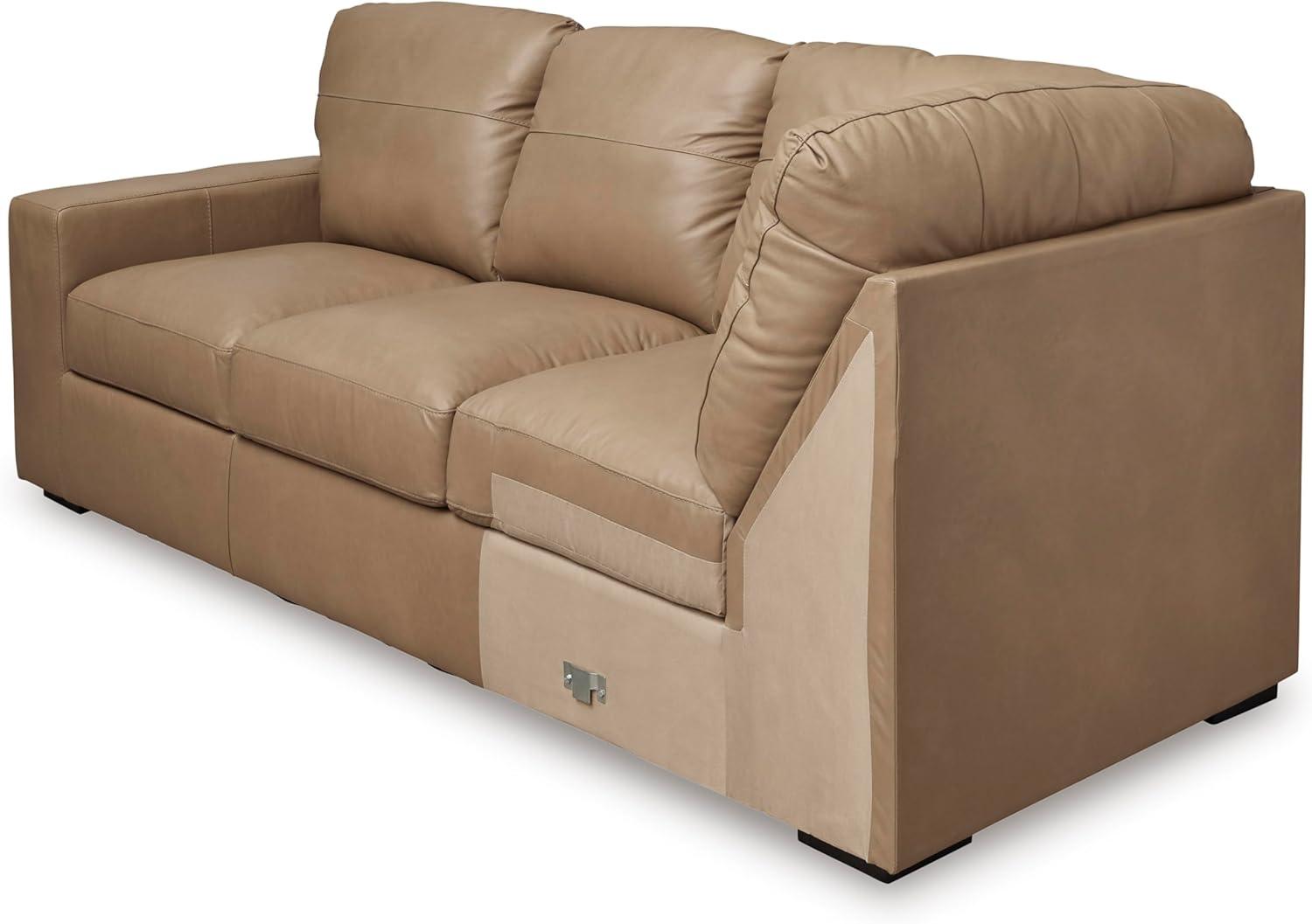 imageSignature Design by Ashley Bandon Modern Leather Match LeftArm Facing 4Piece Sectional with Removable Cushions and Armrest Light BrownToffee