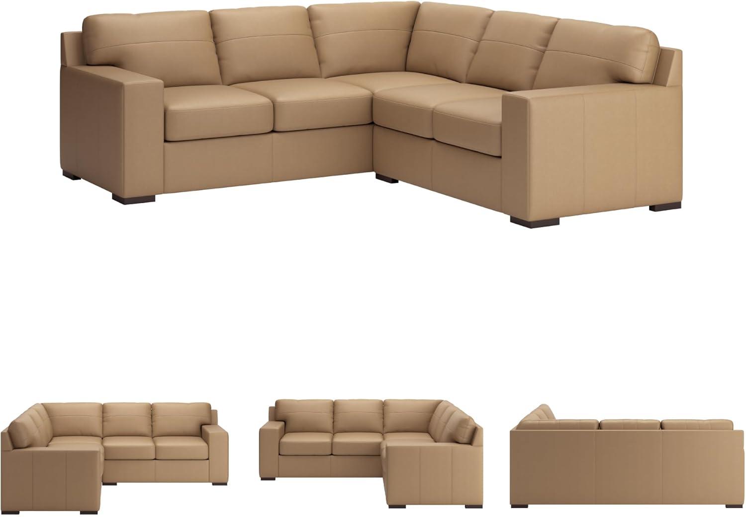 imageSignature Design by Ashley Bandon Modern Leather Match LeftArm Facing 4Piece Sectional with Removable Cushions and Armrest Light BrownToffee