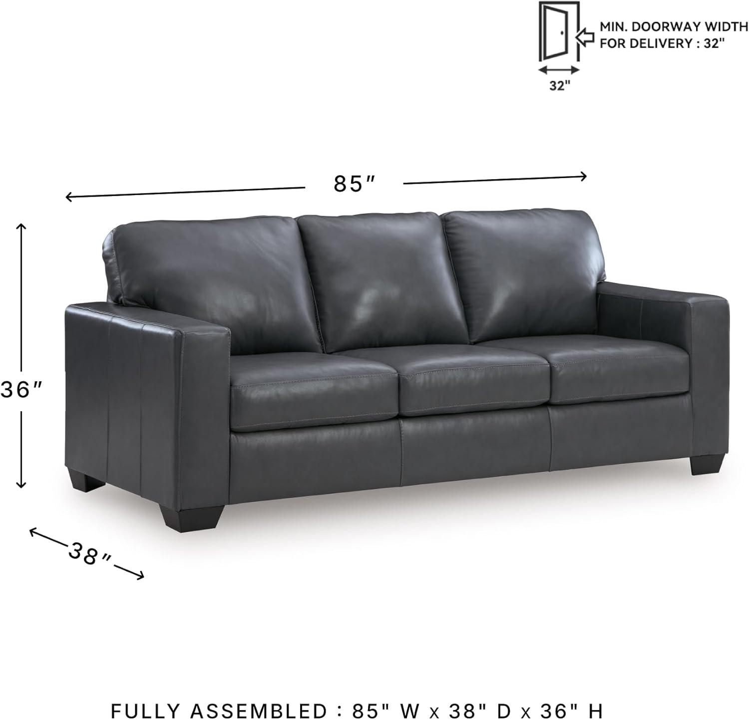 imageSignature Design by Ashley Bolsena Contemporary Leather Match Sofa with Removable Cushion and Armrest Blue