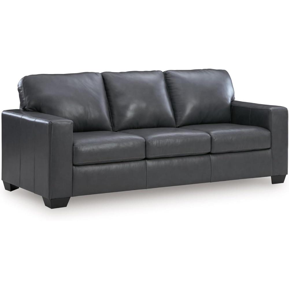 imageSignature Design by Ashley Bolsena Contemporary Leather Match Sofa with Removable Cushion and Armrest Blue
