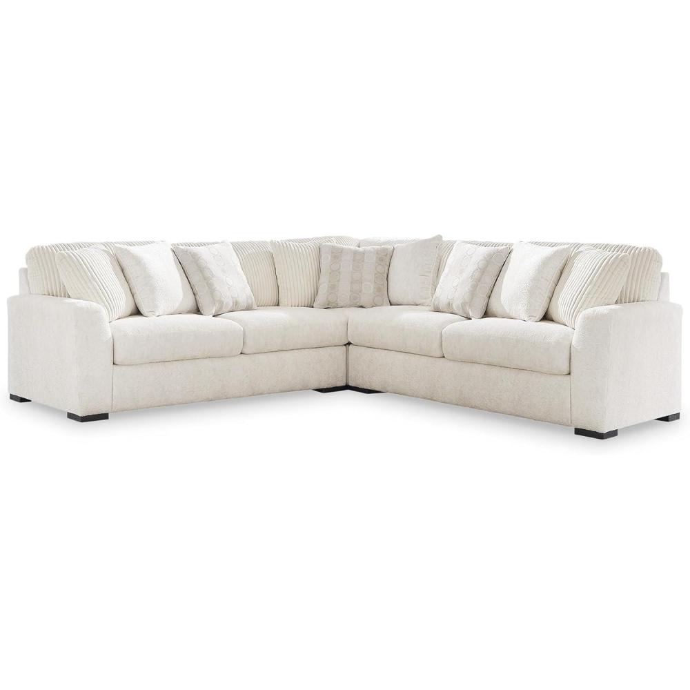 imageSignature Design by Ashley Chessington Contemporary Anti Sag 4Piece Sectional with Chaise Reversible Seat Cushions Accent Pillows Included White 151 W x 121 D x 40 H3Piece Sectional