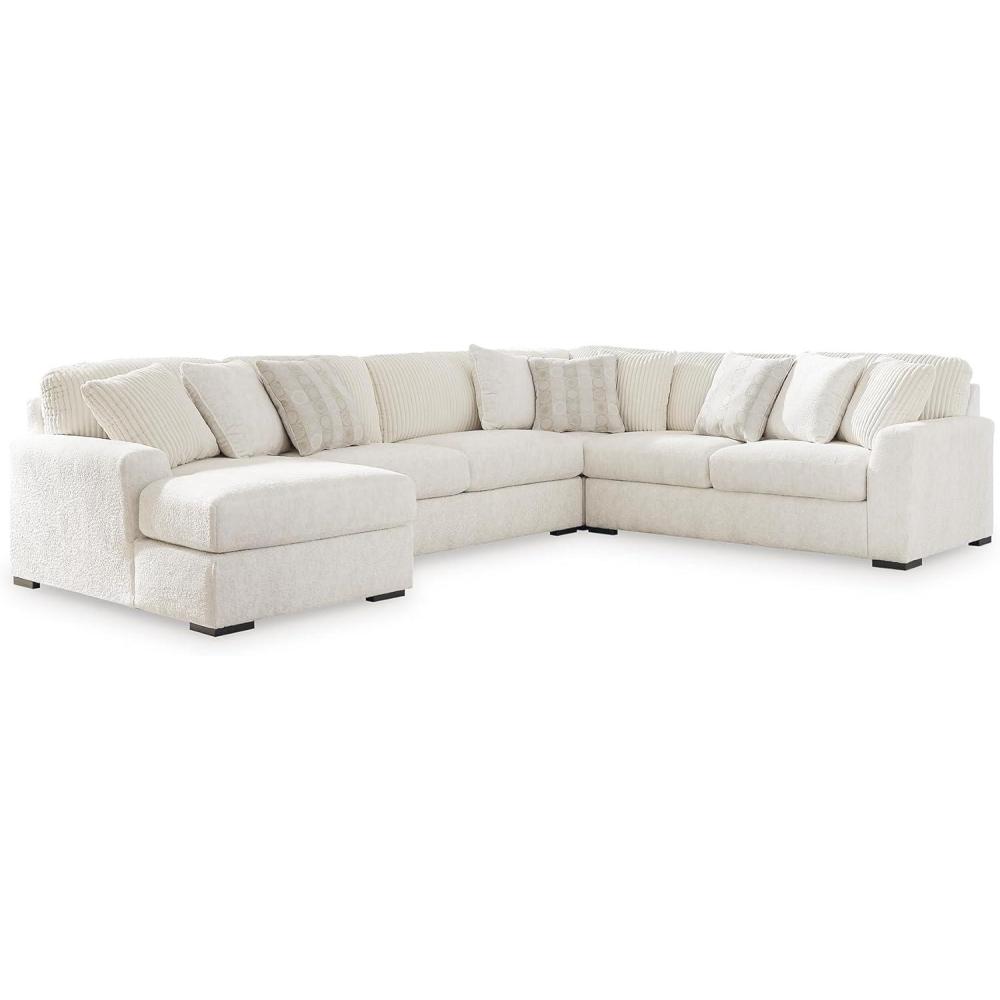 imageSignature Design by Ashley Chessington Contemporary Anti Sag 4Piece Sectional with Chaise Reversible Seat Cushions Accent Pillows Included White 151 W x 121 D x 40 H4 Piece Sectional with Chaise