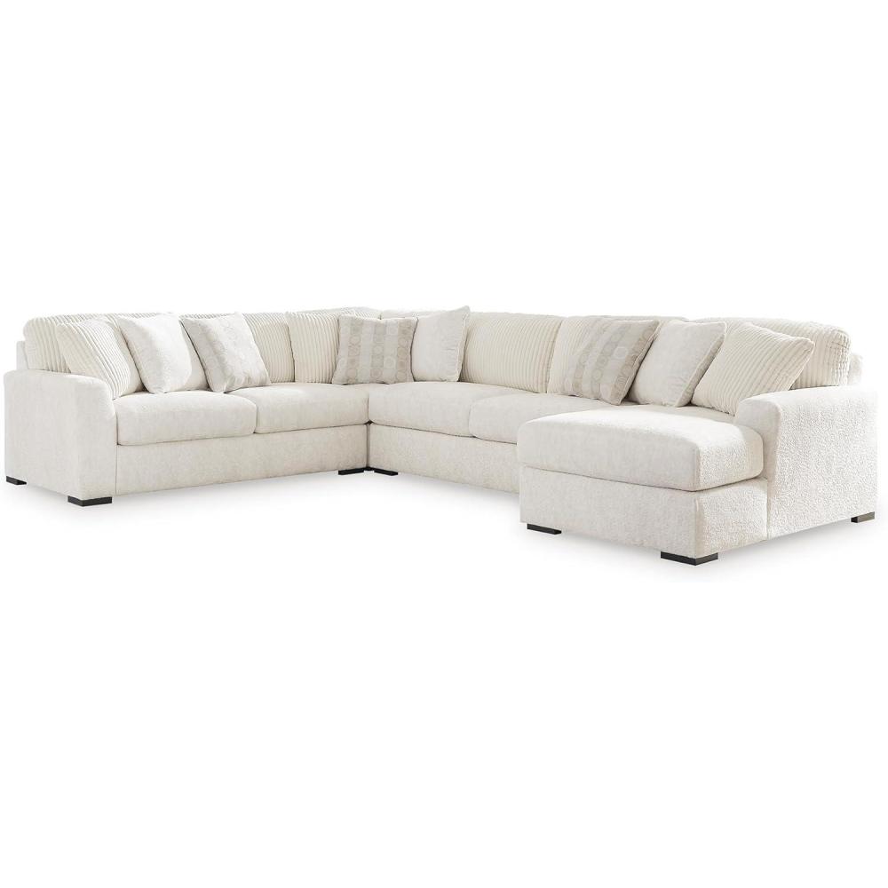 imageSignature Design by Ashley Chessington Contemporary Anti Sag 4Piece Sectional with Chaise Reversible Seat Cushions Accent Pillows Included White 151 W x 121 D x 40 H4Piece Sectional with Chaise