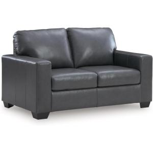 Signature Design by Ashley Bolsena Contemporary Leather Match Loveseat with Removable Cushion and Armrest, Blue