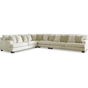 Signature Design by Ashley Rawcliffe Casual L-Shaped Anti Sag 4-Piece Sectional with Reversible Cushions and 12 Accent Pillows, Beige(Beige)