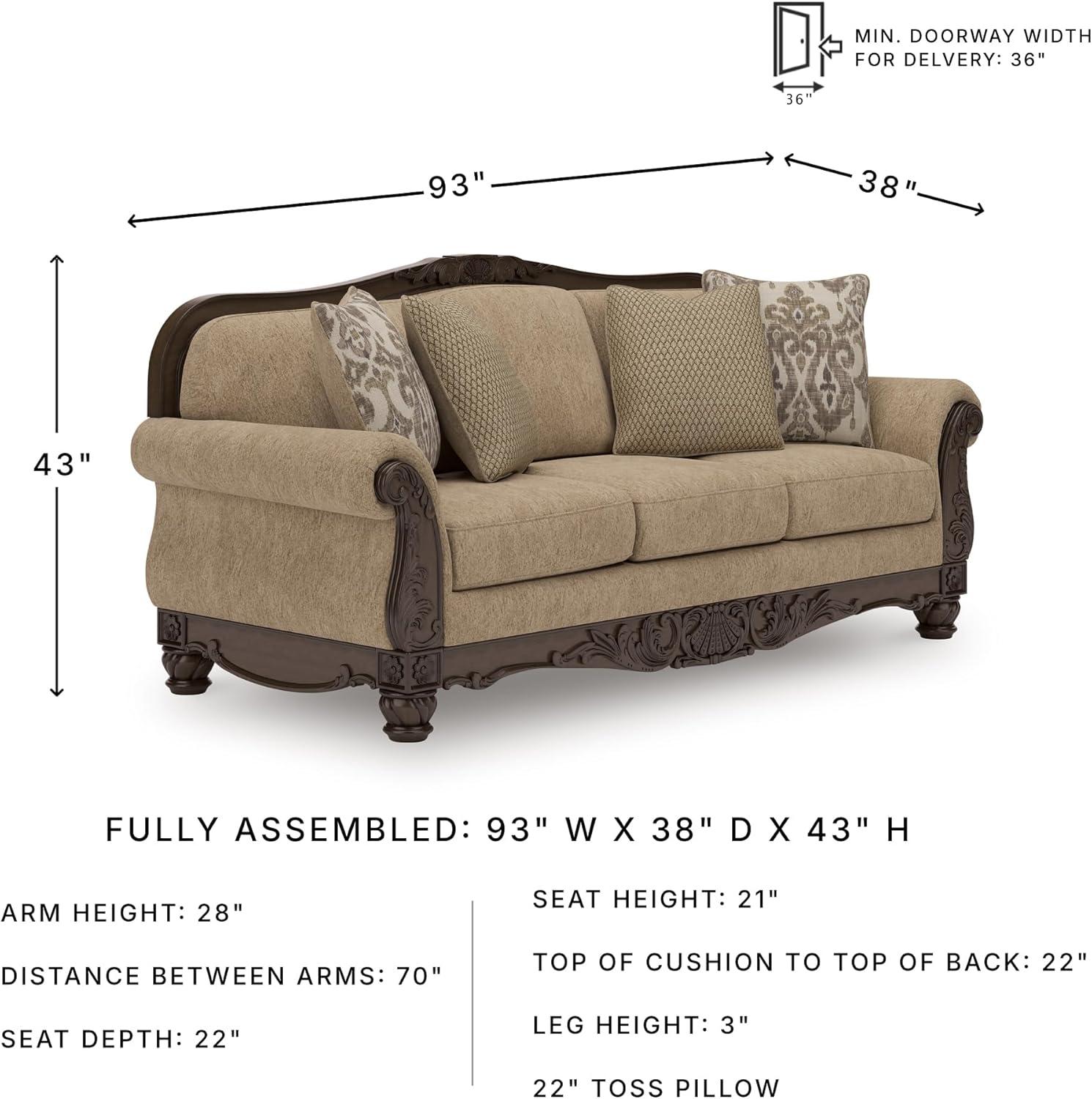 imageSignature Design by Ashley Havenworth Classic Anti Sag Sofa with Reversible Seat Cushion and 4 Accent Pillows Beige amp Dark Brown