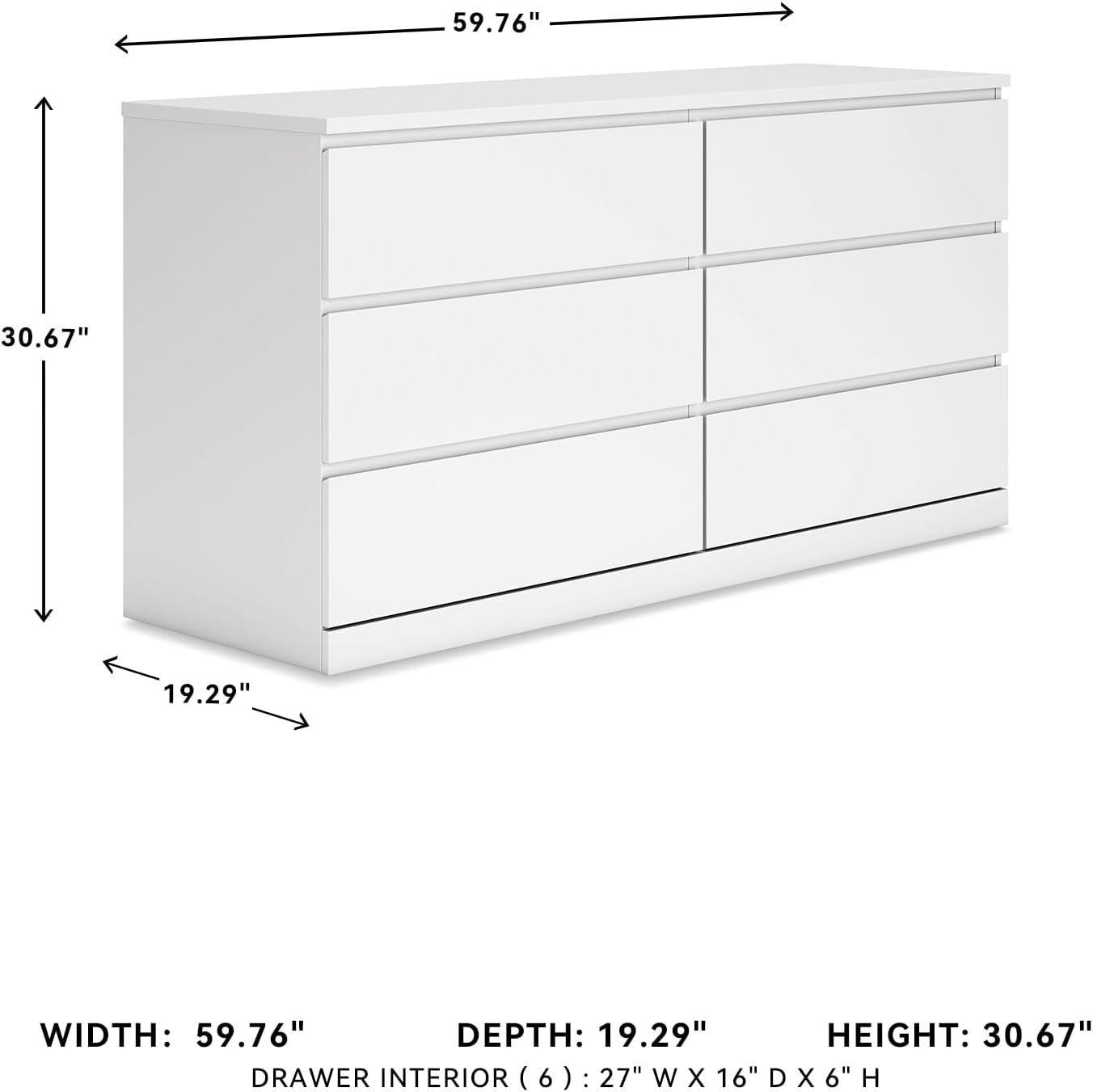imageSignature Design by Ashley Onita Modern 6Drawer Dresser with AntiTipping Design WhiteWhite