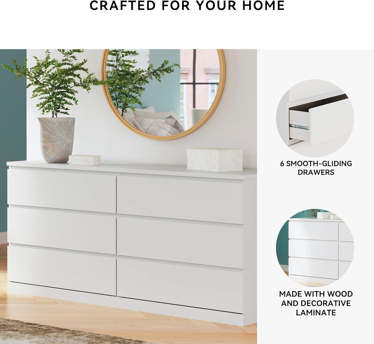 imageSignature Design by Ashley Onita Modern 6Drawer Dresser with AntiTipping Design WhiteWhite