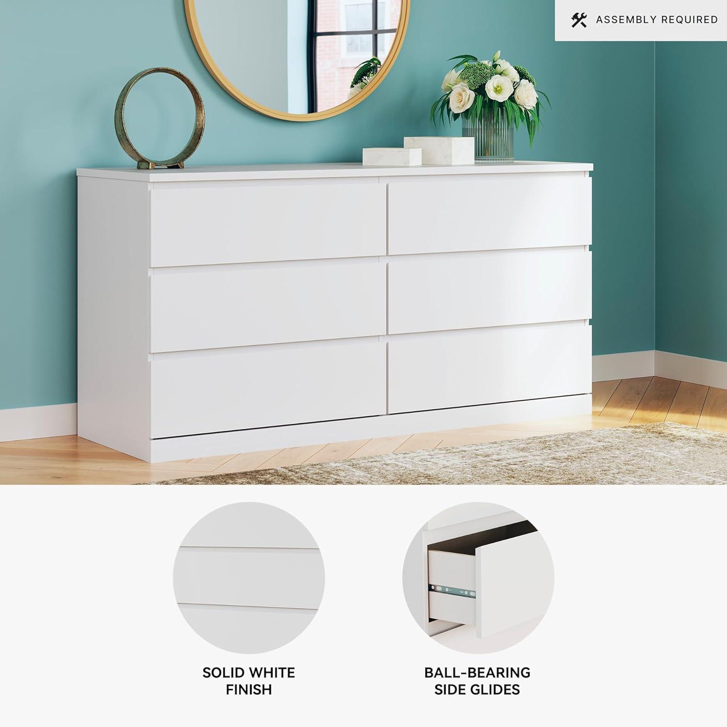 imageSignature Design by Ashley Onita Modern 6Drawer Dresser with AntiTipping Design WhiteWhite