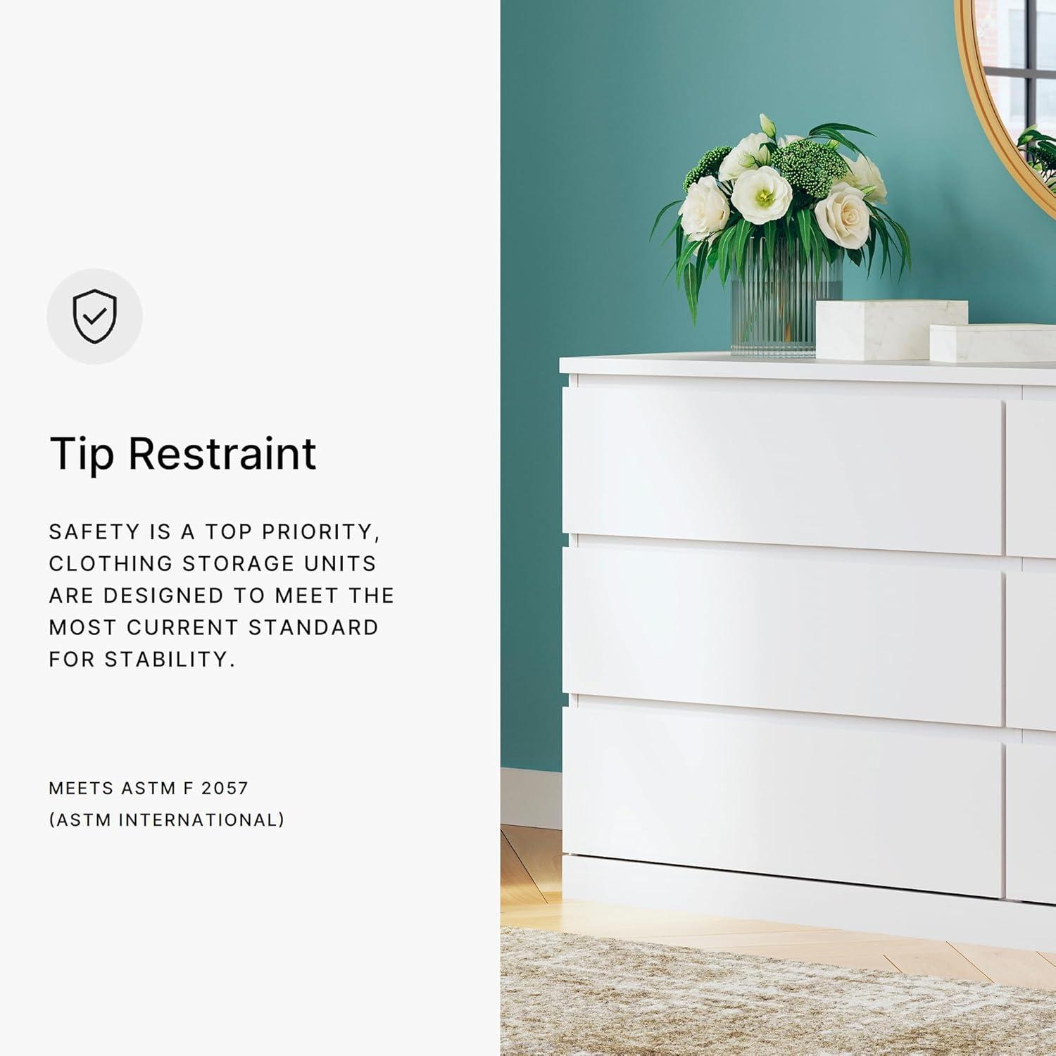 imageSignature Design by Ashley Onita Modern 6Drawer Dresser with AntiTipping Design WhiteWhite