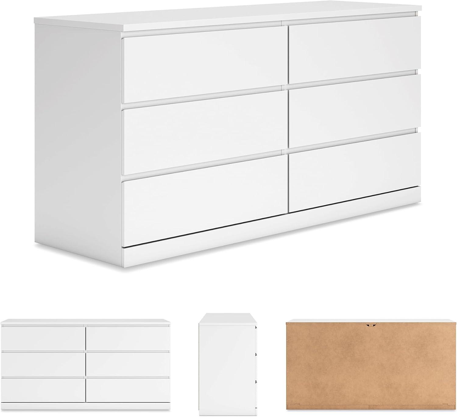 imageSignature Design by Ashley Onita Modern 6Drawer Dresser with AntiTipping Design WhiteWhite