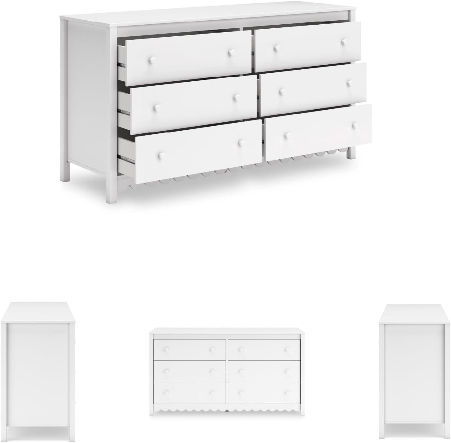 imageSignature Design by Ashley Hallityn Coastal 6Drawer Dresser with Safety Stop and Scalloped Design WhiteWhite