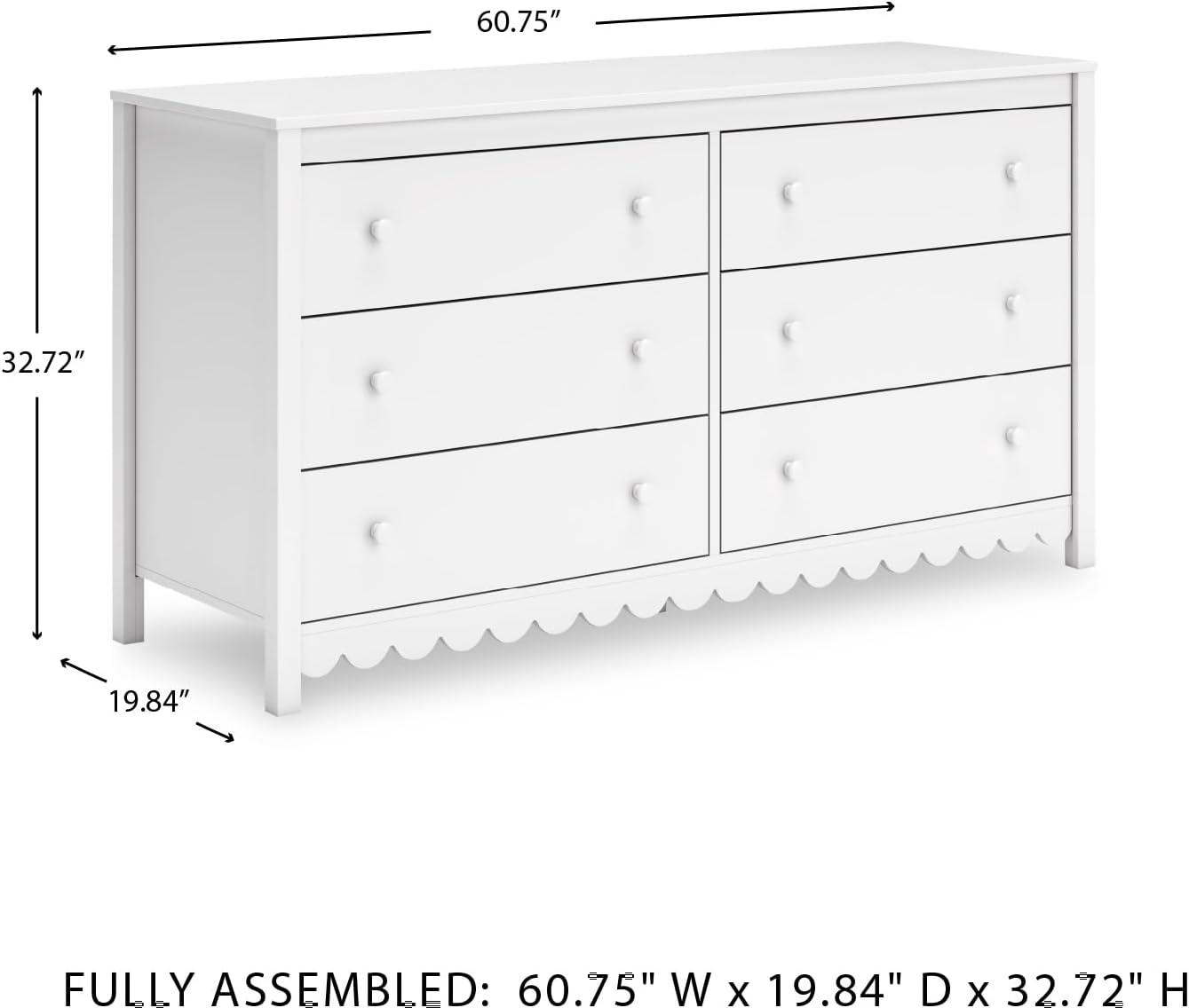 imageSignature Design by Ashley Hallityn Coastal 6Drawer Dresser with Safety Stop and Scalloped Design WhiteWhite